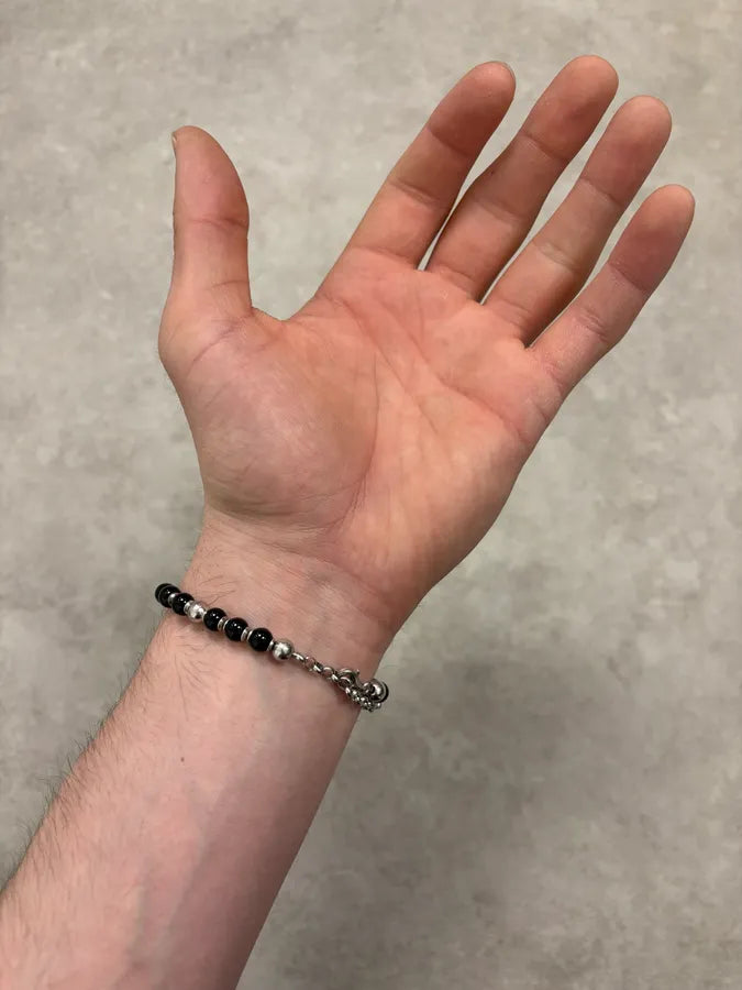  2000s Cesare Paciotti Dagger Black Pearls Silver Bracelet tJqSMUd 3