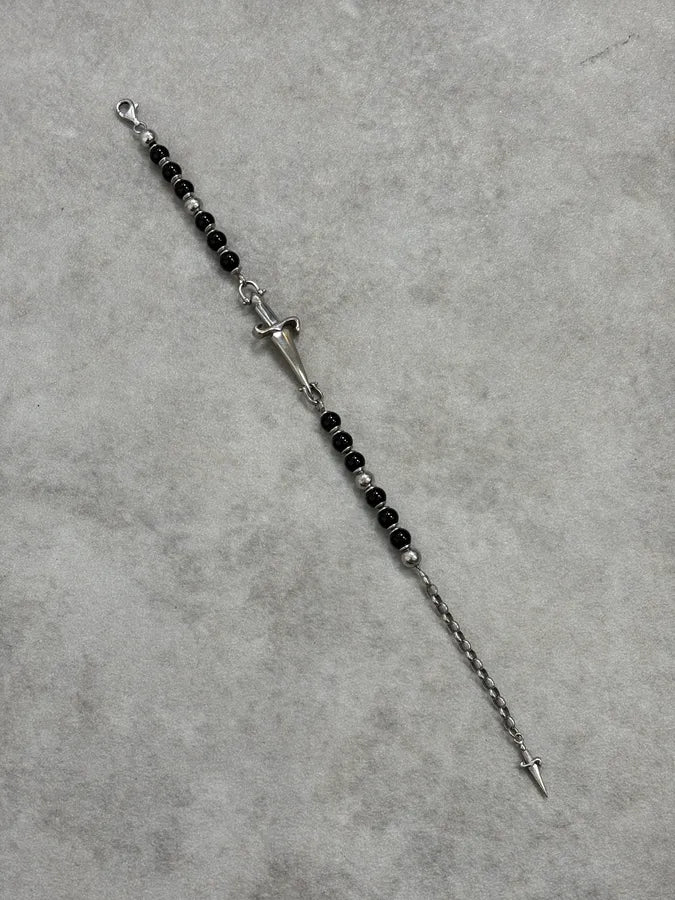  2000s Cesare Paciotti Dagger Black Pearls Silver Bracelet tJqSMUd 4