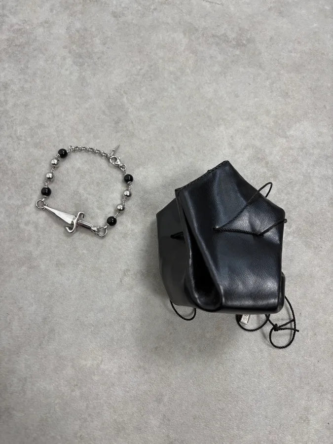 2000s Cesare Paciotti Dagger Black Pearls Silver Bracelet GdWzEbR 3