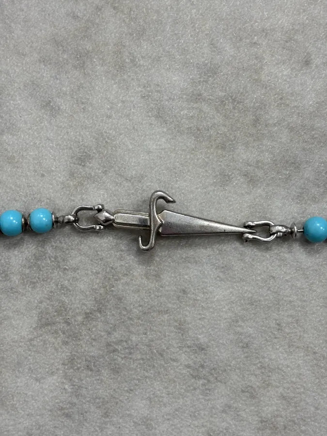 2000s Cesare Paciotti Dagger Light Blue Pearls Silver Bracelet YScotmk 5
