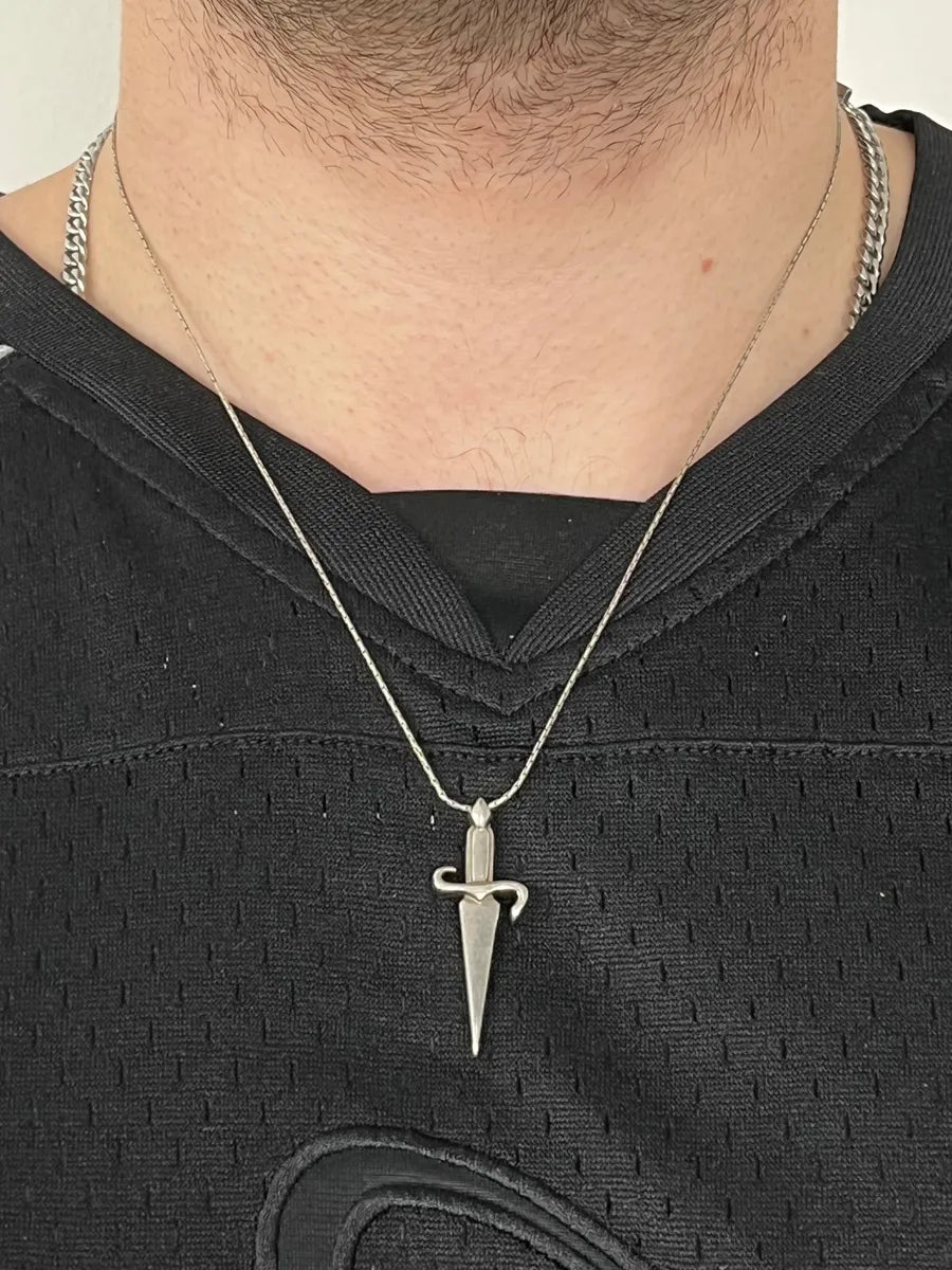2000s Cesare Paciotti Dagger Silver Necklace rNtfslX 1