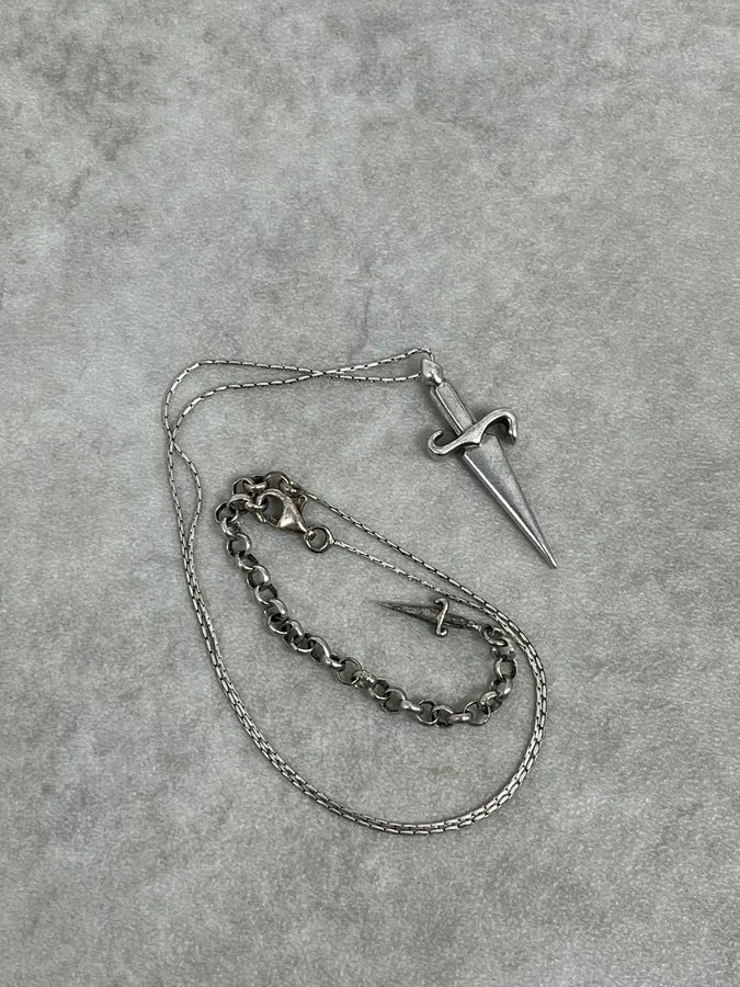 2000s Cesare Paciotti Dagger Silver Necklace rNtfslX 2