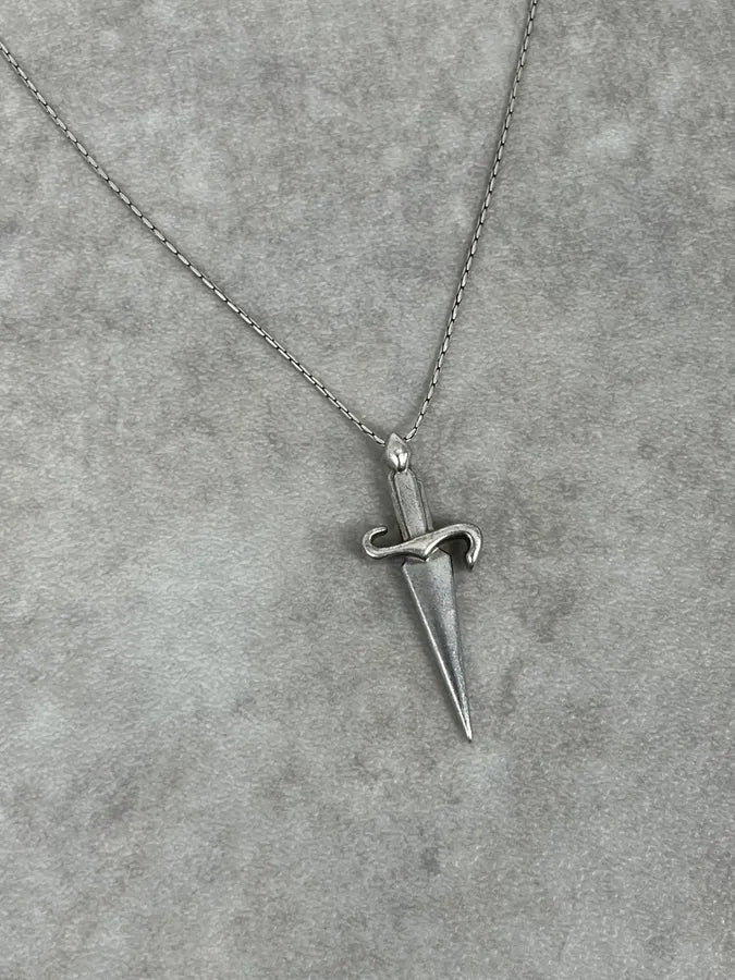 2000s Cesare Paciotti Dagger Silver Necklace rNtfslX 3