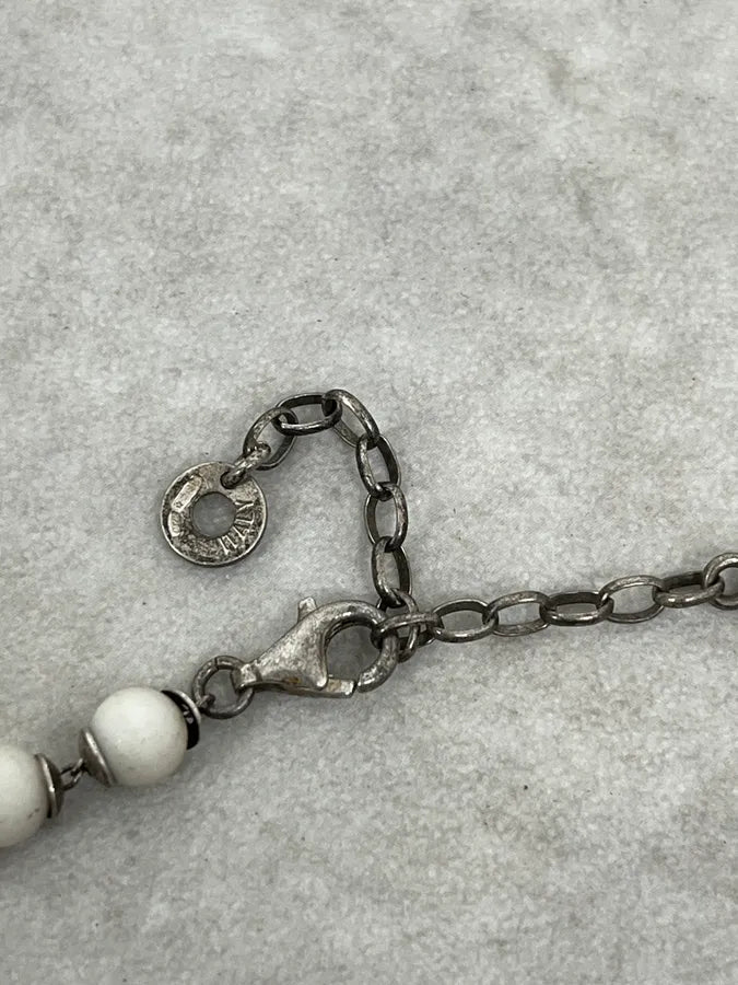 2000s Cesare Paciotti Dagger Rosary White Pearls Silver Necklace EIVofrC 4