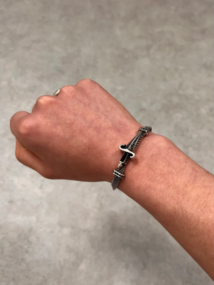 2000s Cesare Paciotti Dagger Silver Bracelet LAoDZtL 0