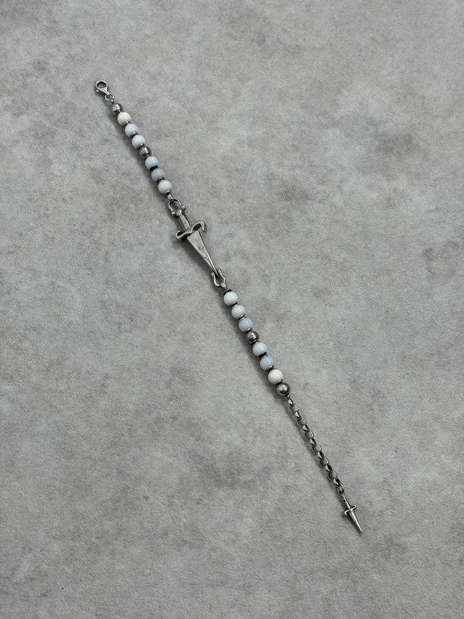 2000s Cesare Paciotti Dagger White Pearls Silver Bracelet Jpszlui 4