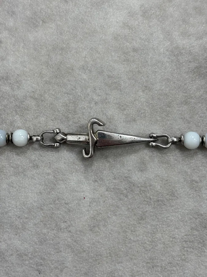 2000s Cesare Paciotti Dagger White Pearls Silver Bracelet Jpszlui 5
