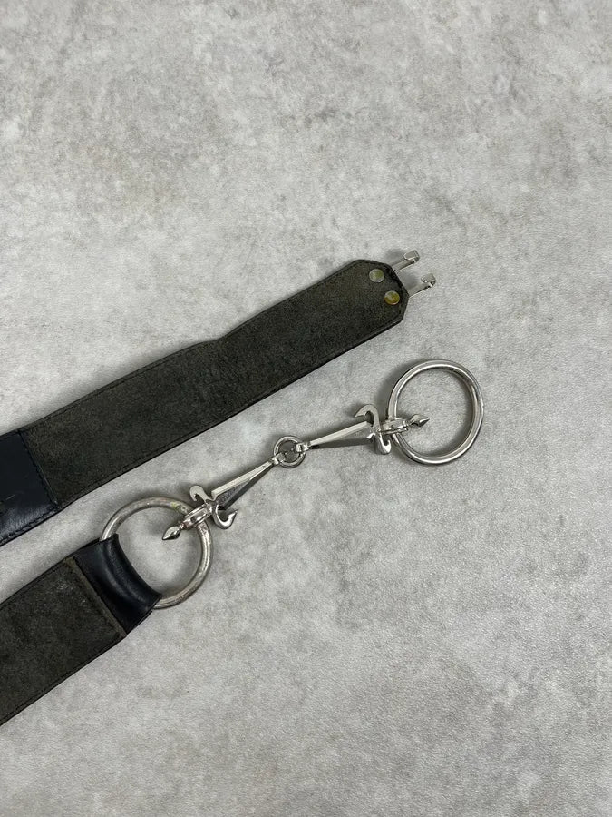 2000s Cesare Paciotti Daggers Black Leather Belt uZWDHTN 3