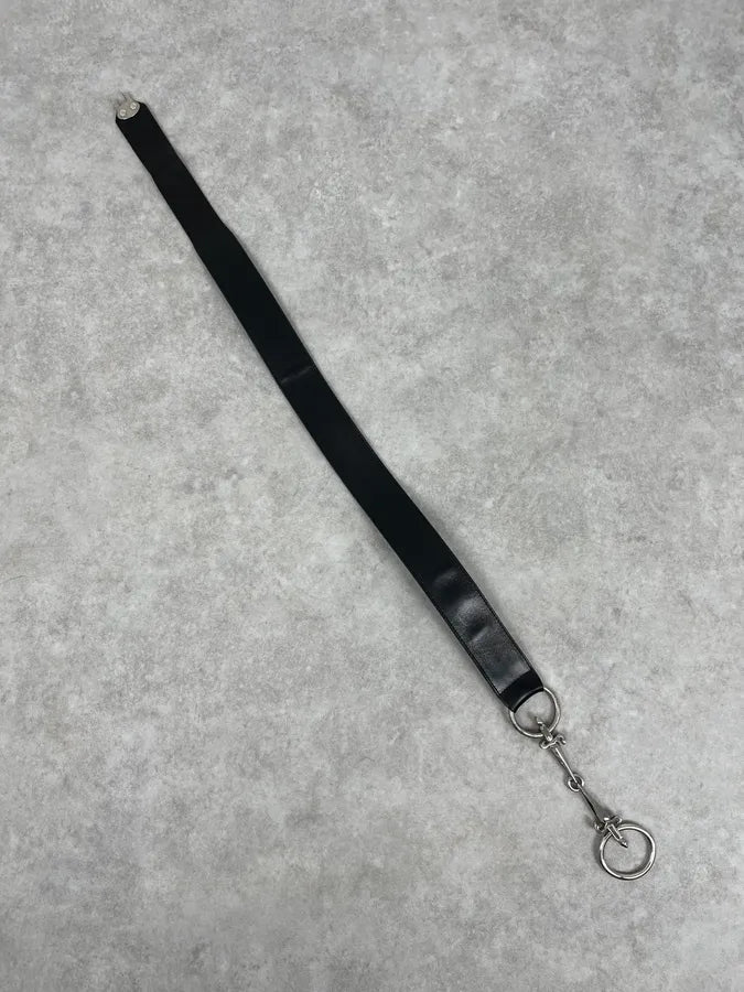 2000s Cesare Paciotti Daggers Black Leather Belt uZWDHTN 5