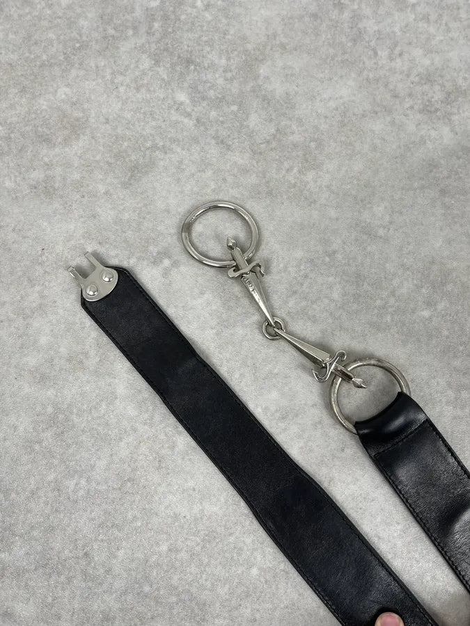 2000s Cesare Paciotti Daggers Black Leather Belt uZWDHTN 2