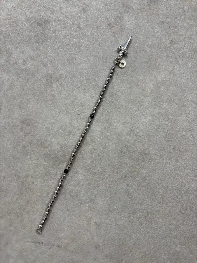 2000s Cesare Paciotti Silver Beaded Bullet Dagger Bracelet KQnfQva 4