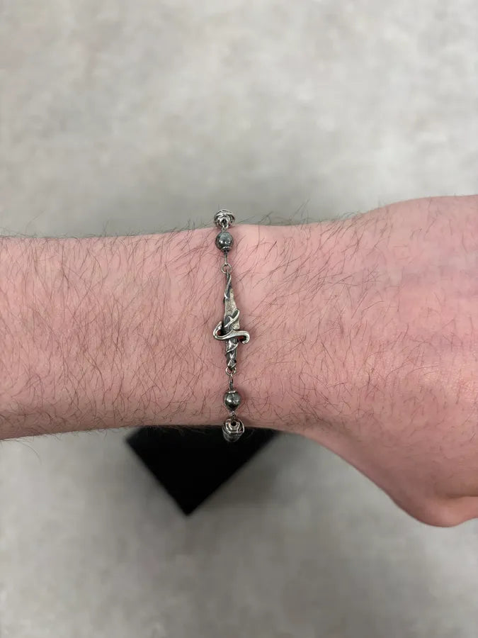 2000s Cesare Paciotti Silver Beaded Dagger Bracelet IxceDIi 3