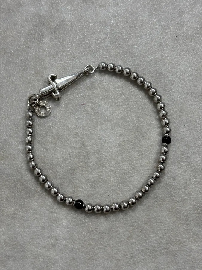 2000s Cesare Paciotti Silver Beaded Bullet Dagger Bracelet KQnfQva 0