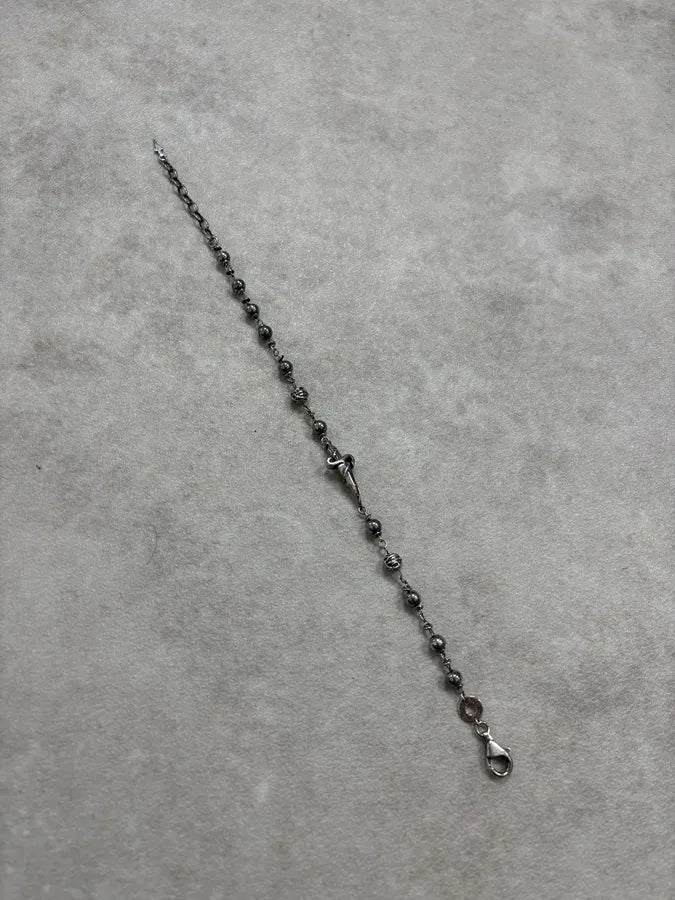 2000s Cesare Paciotti Silver Beaded Dagger Bracelet IxceDIi 4