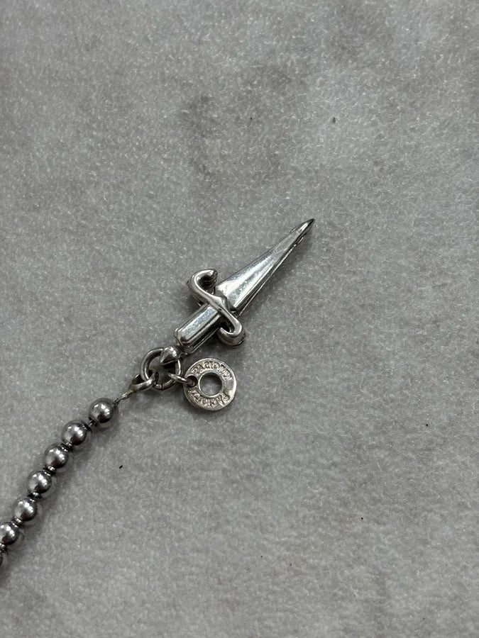 2000s Cesare Paciotti Silver Beaded Bullet Dagger Bracelet KQnfQva 5