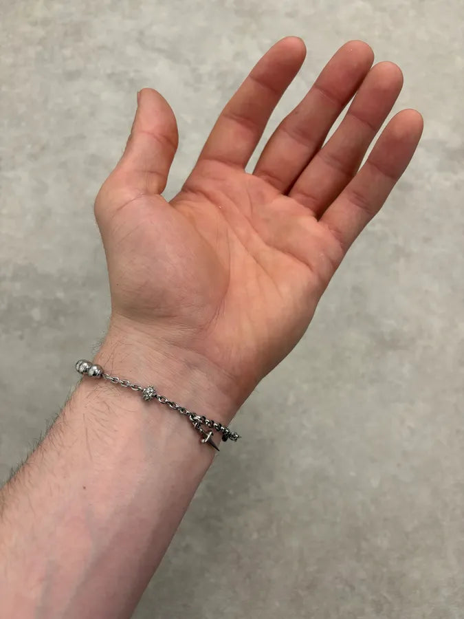 2000s Cesare Paciotti Silver Dagger Rosary Bracelet coeAufg 2