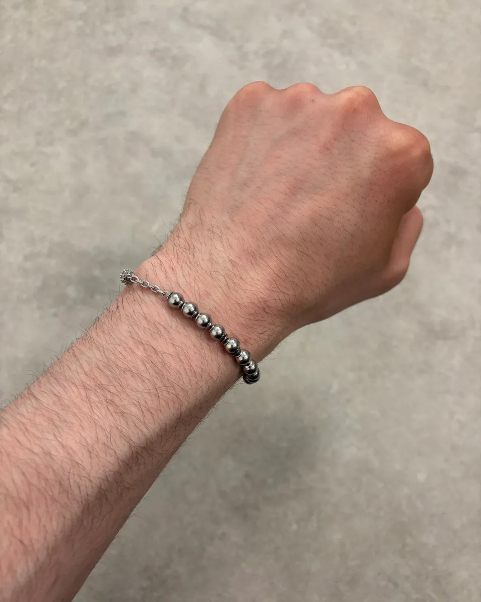 2000s Cesare Paciotti Silver Dagger Rosary Bracelet coeAufg 1