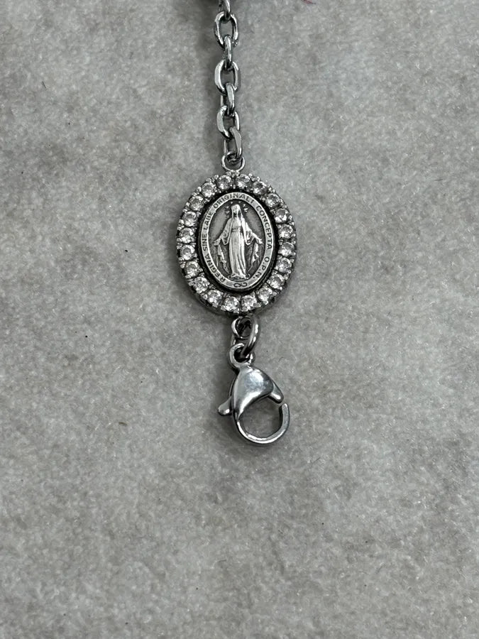 2000s Cesare Paciotti Silver Dagger Rosary Bracelet coeAufg 6