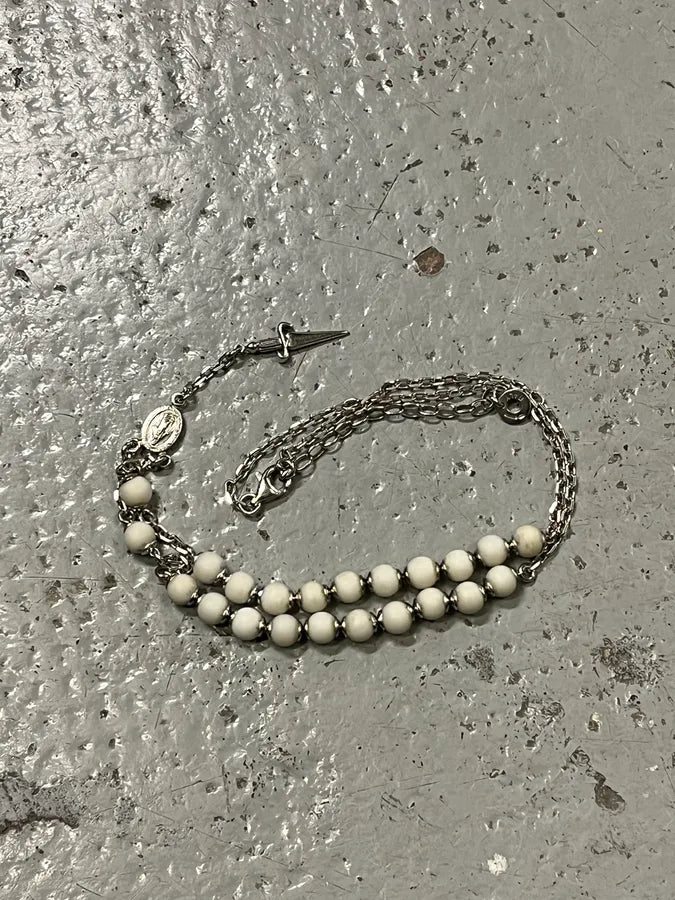 2000s Cesare Paciotti White Pearls Rosary Dagger Necklace qQYjmpj 2