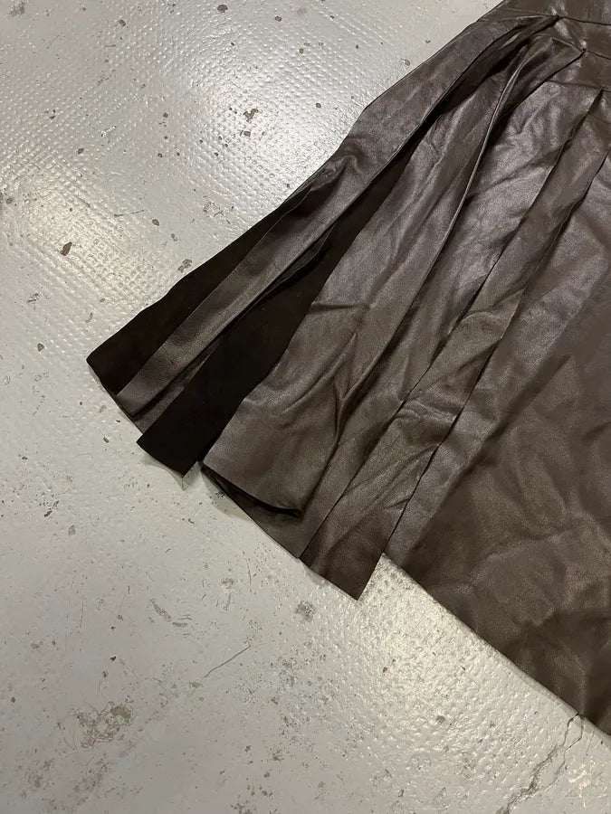2000s Chanel Brown Leather Asymmetric Fringe Skirt cbwLGeb 6