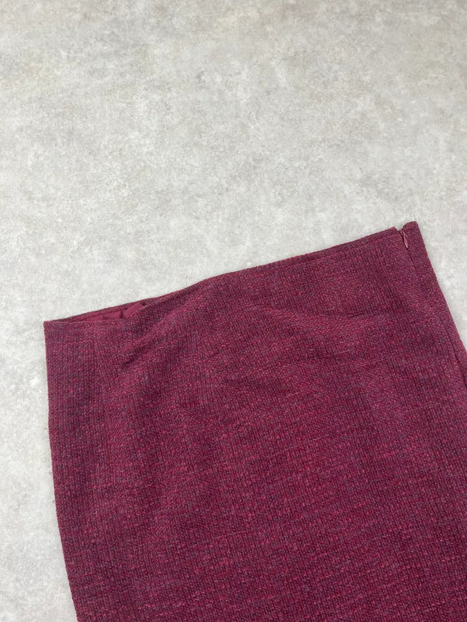 AW1998 Chanel Tweed Burgundy Midi Skirt yXjjevA 9