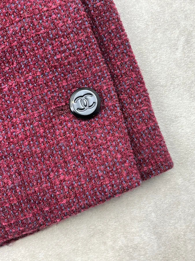 AW1998 Chanel Tweed Burgundy Midi Skirt yXjjevA 4