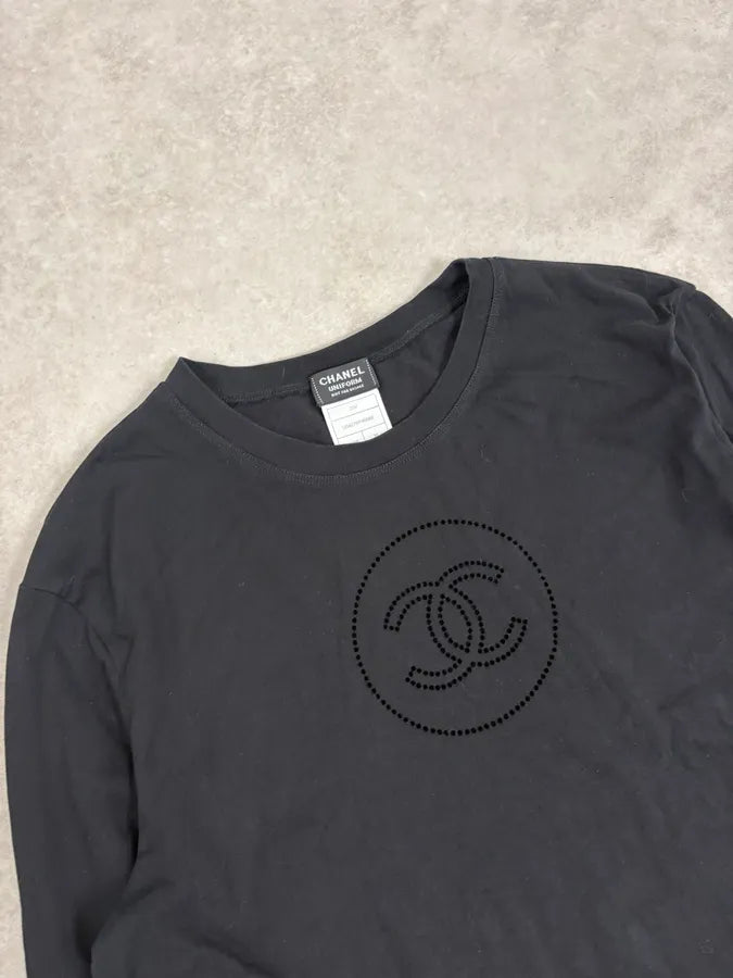2000s Chanel Uniform Logo Longsleeve T-Shirt yfraCoG 4