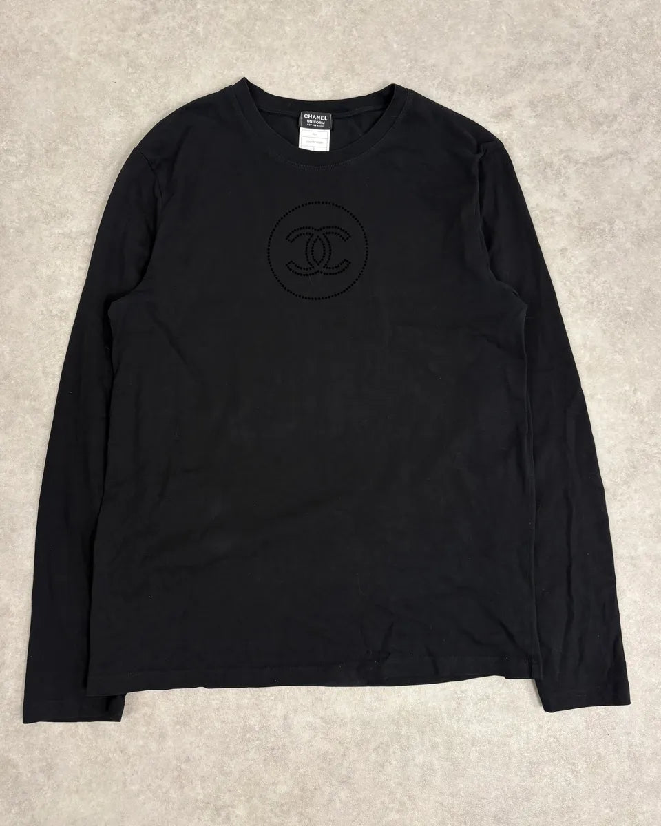 2000s Chanel Uniform Logo Longsleeve T-Shirt yfraCoG 0