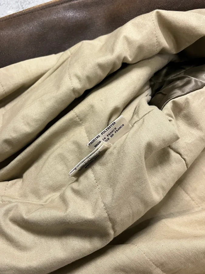2000s Chevignon Aged Brown Aviator Bomber Leather Jacket UfNrAMD 9