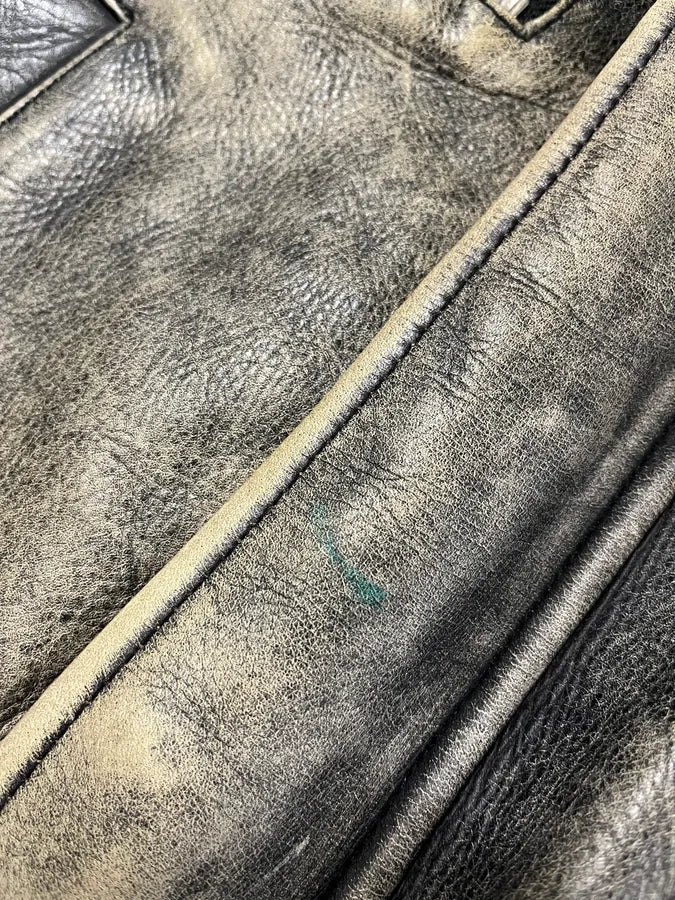 2000s Chevignon Aged Leather Bomber Jacket BExqvAR 10