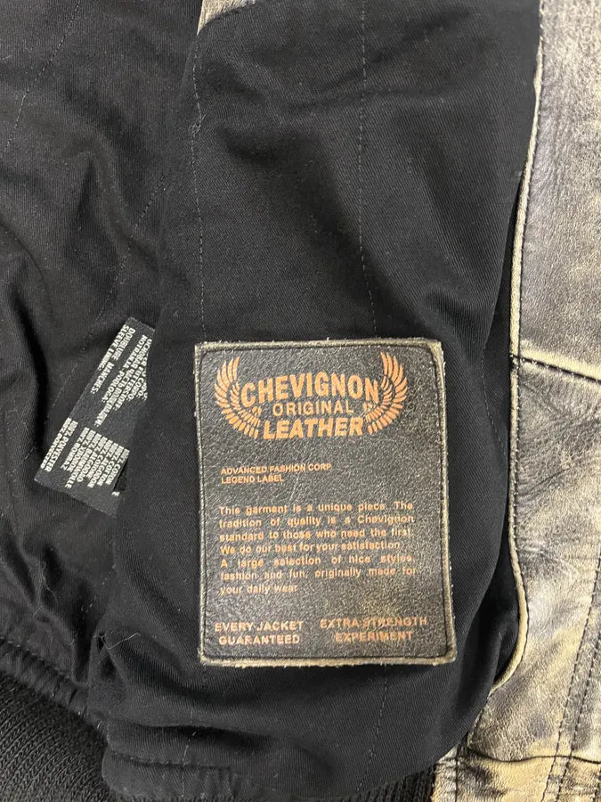 2000s Chevignon Aged Leather Bomber Jacket BExqvAR 8