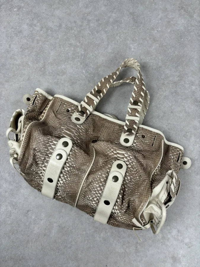 2000s Chloé Beige Python Leather Silverado Handle Bag  mxZAawn 3