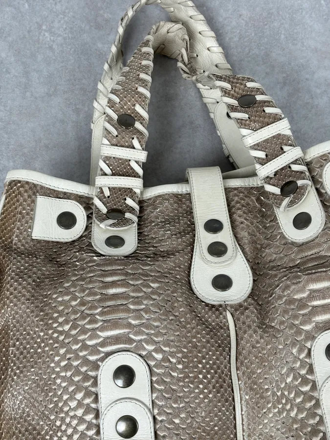 2000s Chloé Beige Python Leather Silverado Handle Bag  mxZAawn 12