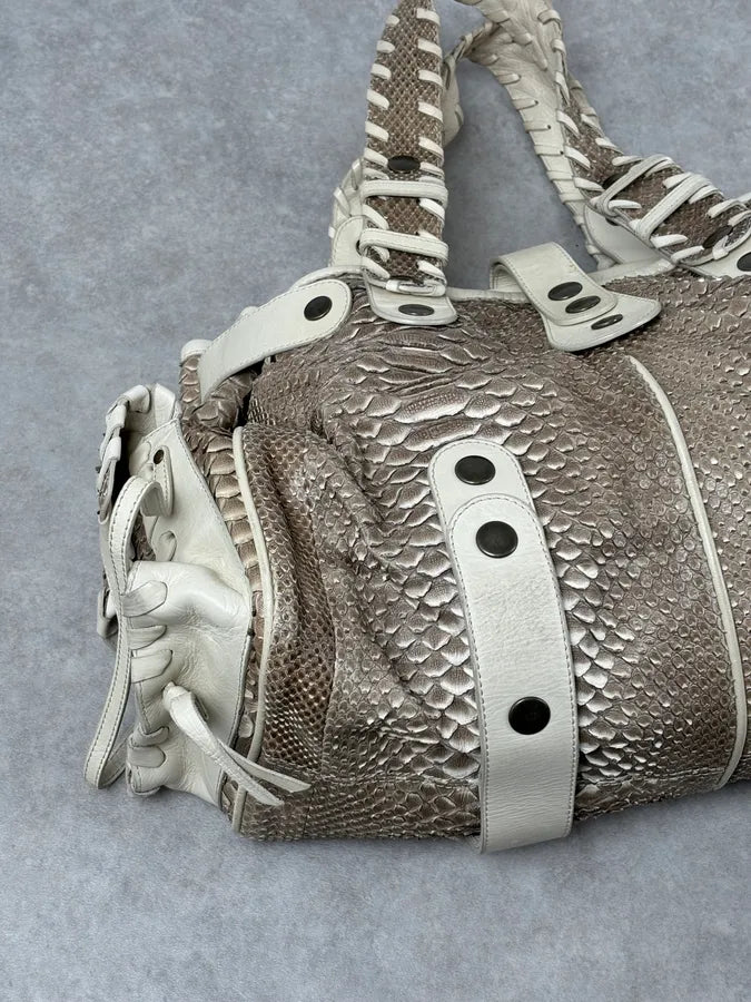 2000s Chloé Beige Python Leather Silverado Handle Bag  mxZAawn 8
