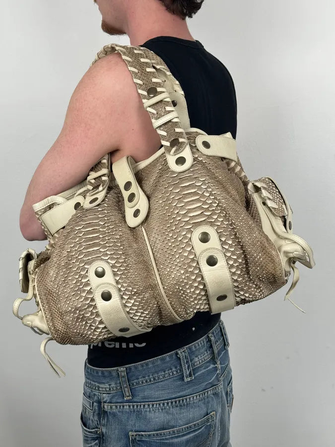 2000s Chloé Beige Python Leather Silverado Handle Bag  mxZAawn 2