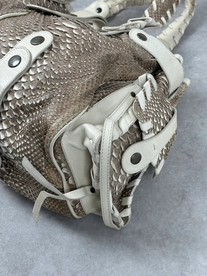 2000s Chloé Beige Python Leather Silverado Handle Bag  mxZAawn 7