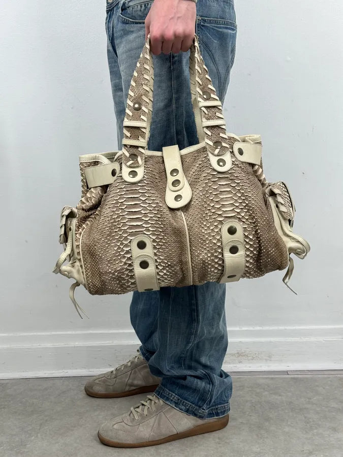 2000s Chloé Beige Python Leather Silverado Handle Bag  mxZAawn 1