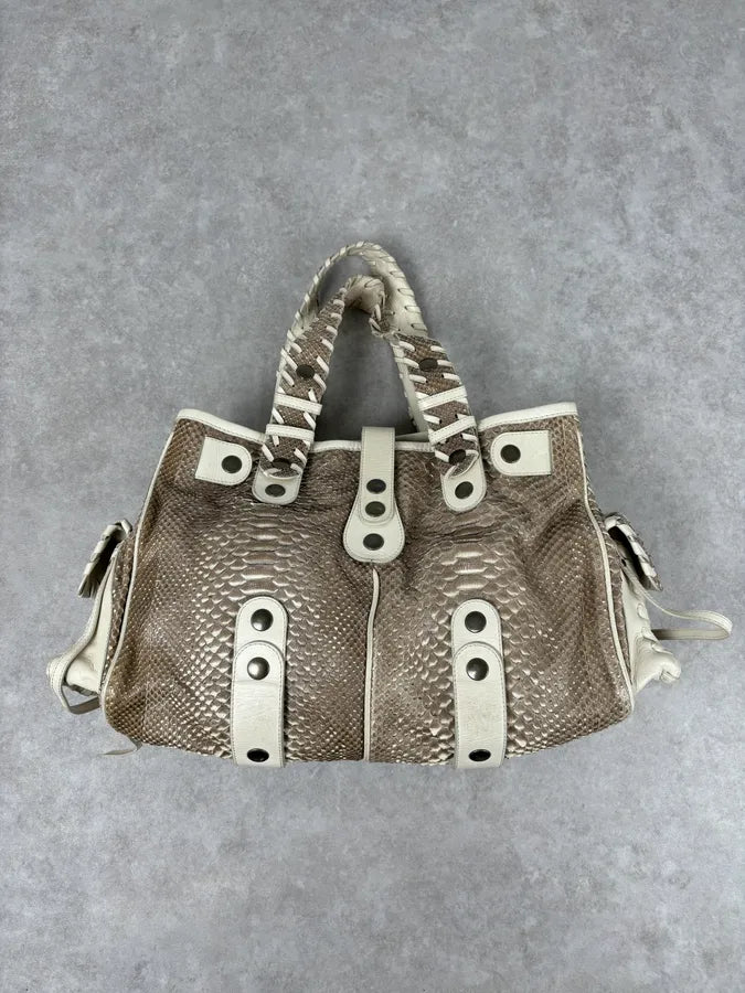 2000s Chloé Beige Python Leather Silverado Handle Bag  mxZAawn 6