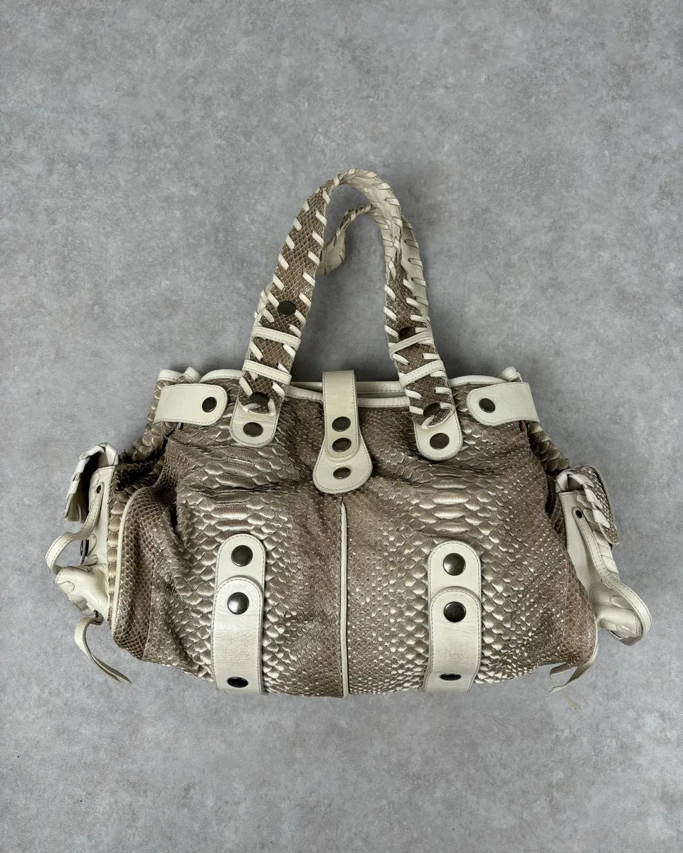 2000s Chloé Beige Python Leather Silverado Handle Bag  mxZAawn 0