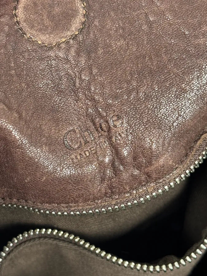 2000s Chloé Brown Grained Leather Studded Shoulder Bag pBaVriq 10