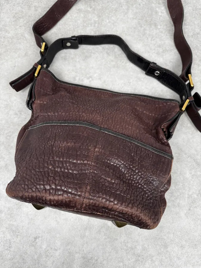 2000s Chloé Brown Grained Leather Studded Shoulder Bag pBaVriq 5