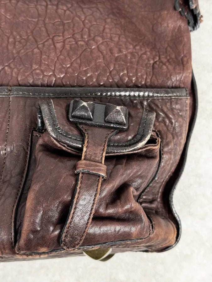 2000s Chloé Brown Grained Leather Studded Shoulder Bag pBaVriq 6