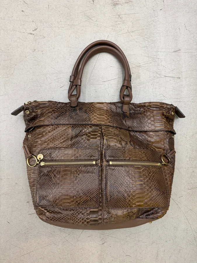 2000s Chloé Python Brown Leather Bag ZwbVMKl 0