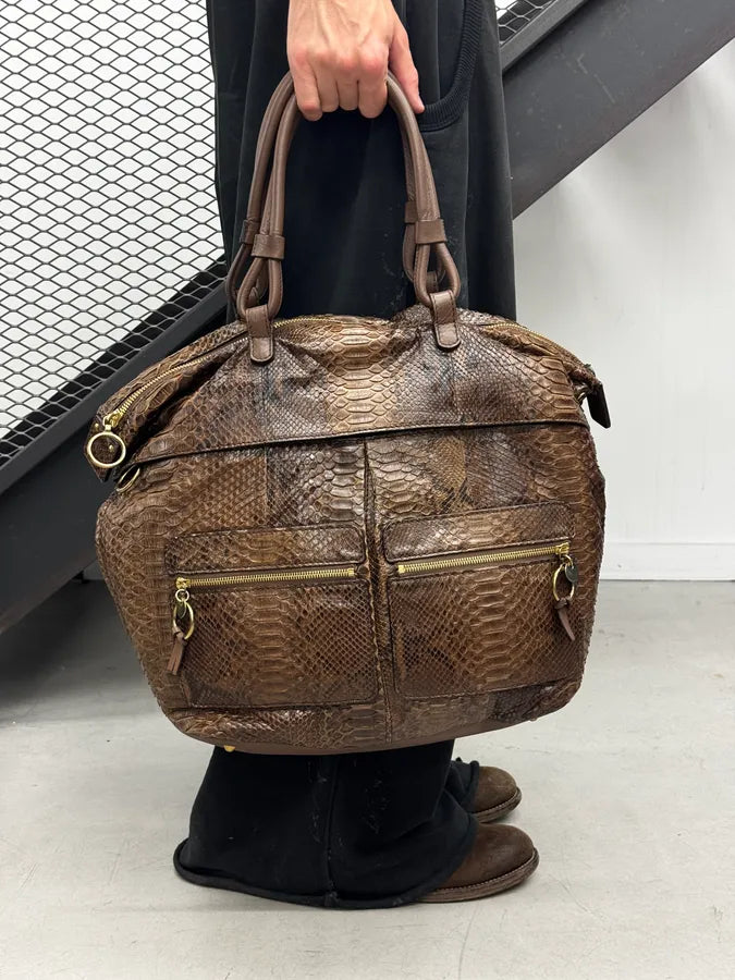 2000s Chloé Python Brown Leather Bag ZwbVMKl 1