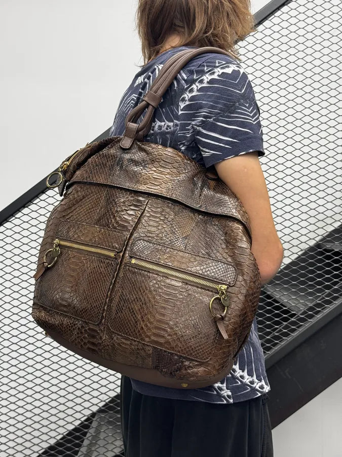2000s Chloé Python Brown Leather Bag ZwbVMKl 2