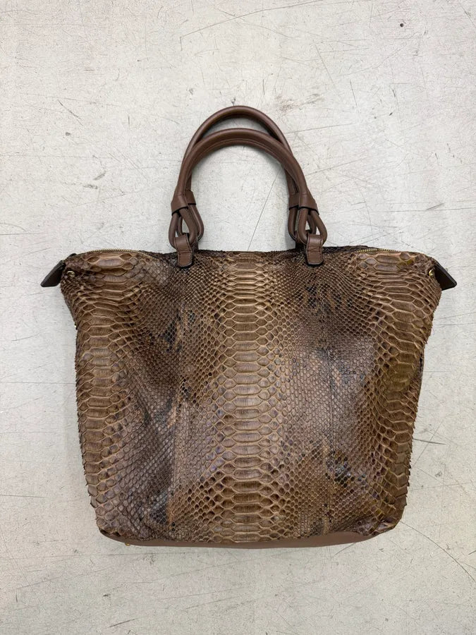 2000s Chloé Python Brown Leather Bag ZwbVMKl 3
