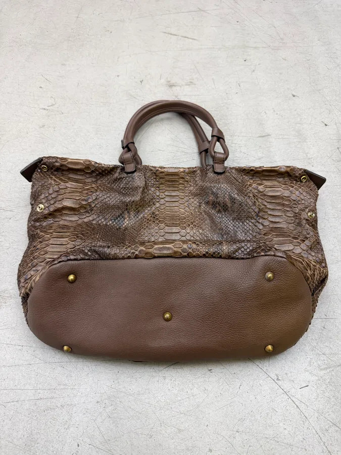 2000s Chloé Python Brown Leather Bag ZwbVMKl 4