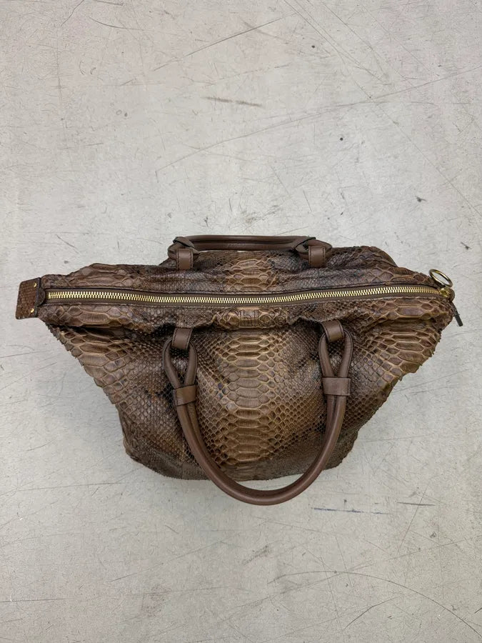 2000s Chloé Python Brown Leather Bag ZwbVMKl 5