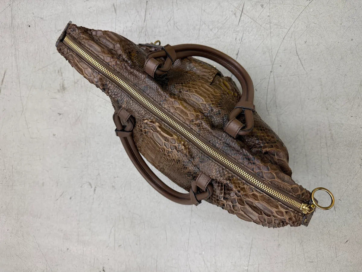2000s Chloé Python Brown Leather Bag ZwbVMKl 7