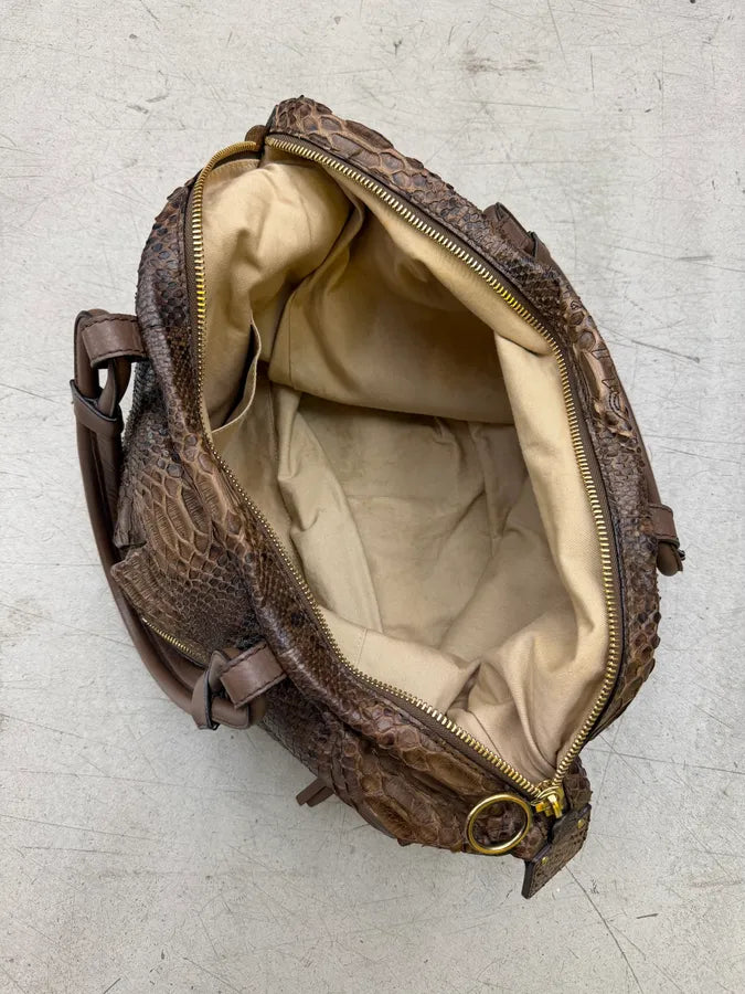 2000s Chloé Python Brown Leather Bag ZwbVMKl 8